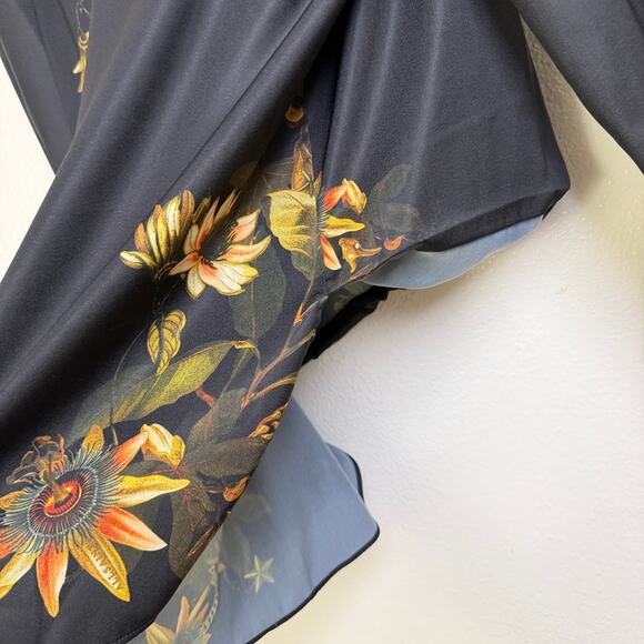 All Saints Black Floral Penny Avifauna Top Womens US 10 Long Sleeve Shirt Blouse - Picture 10 of 11